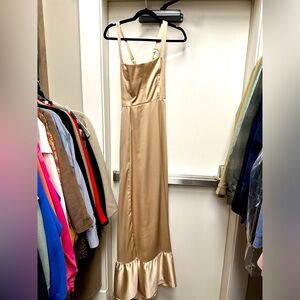 Clarissa corset dress, size medium in champagne satin